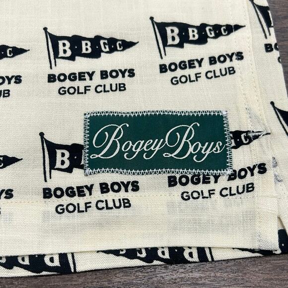 NEW Bogey Boys Flag Button Up Men's Golf Shirt Black and Cream Size L - Picture 5 of 6